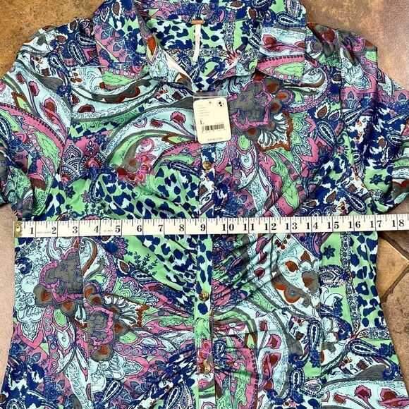 NWT Free People Paisley Animal Print Long Sleeve Button Down Large - Picture 8 of 14